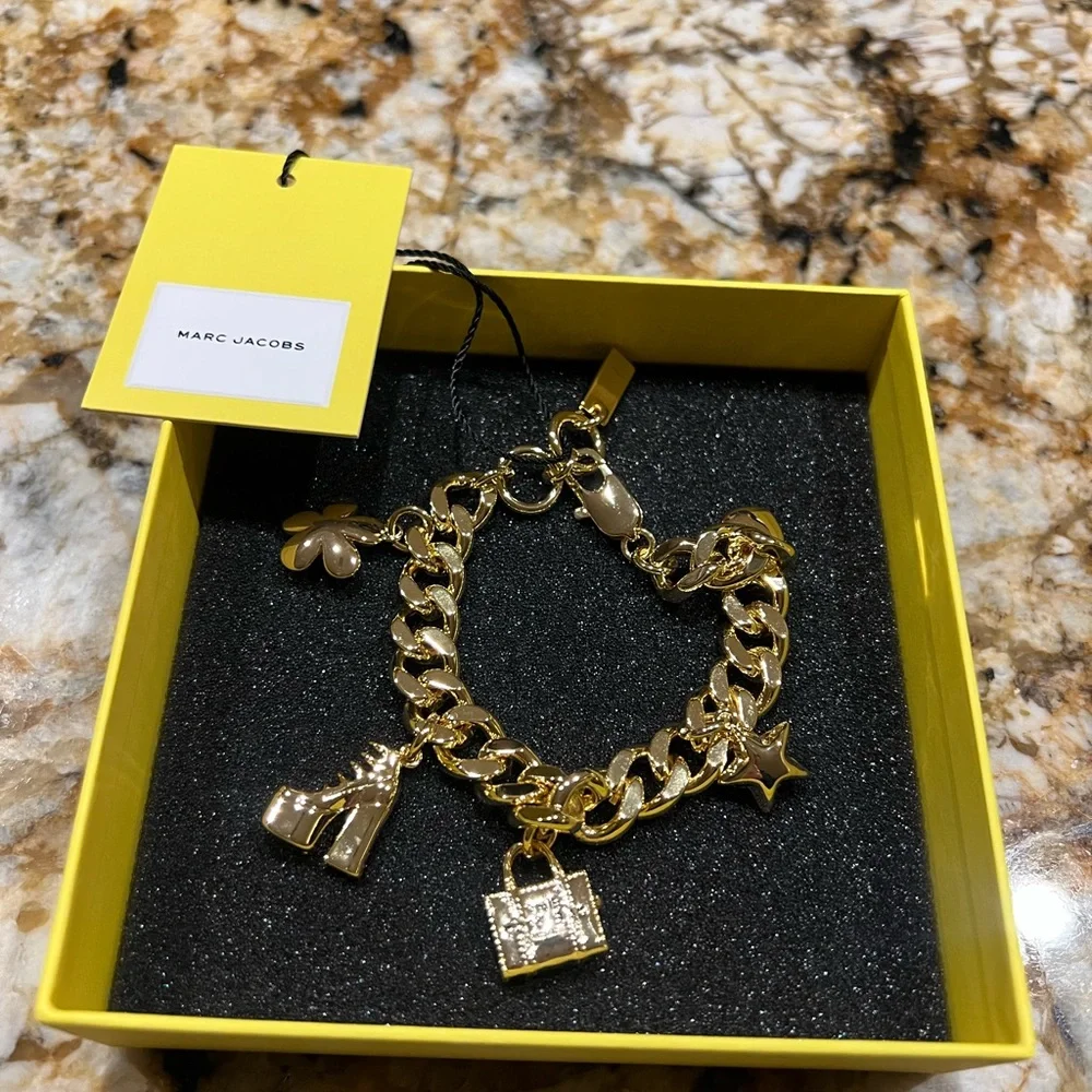 Marc Jacobs Gold Charm Bracelet with 5 Charms - Picture 7 of 8